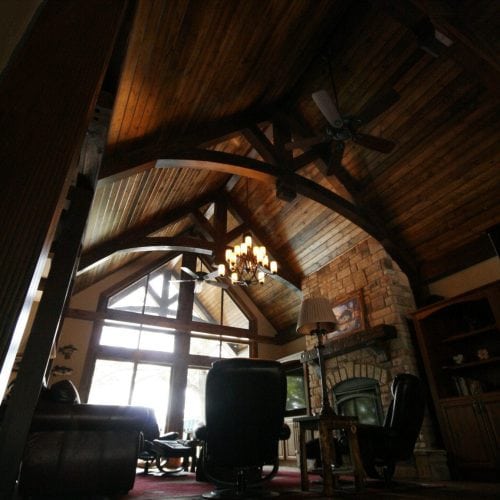 awesome ceiling and wood beams in craftsman style house