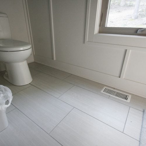 bathroom tile floor heated wall trim details